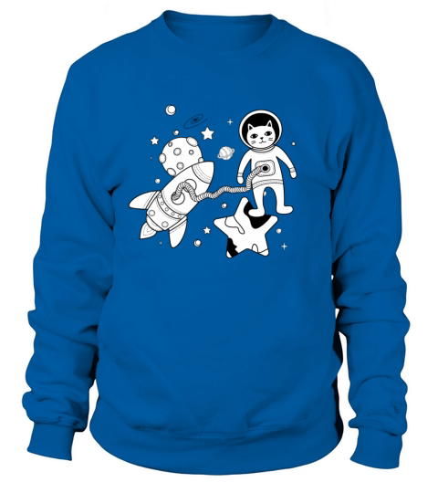 cat astronaut comes out of spaceship Men's Sweatshirt