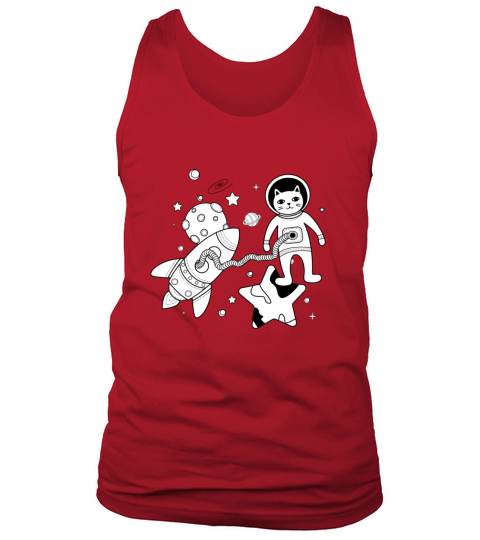 cat astronaut comes out of spaceship Men's Tank Top