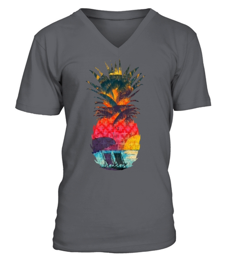 Vintage Summer Beach in Pineapple Men's V-Neck T-shirt