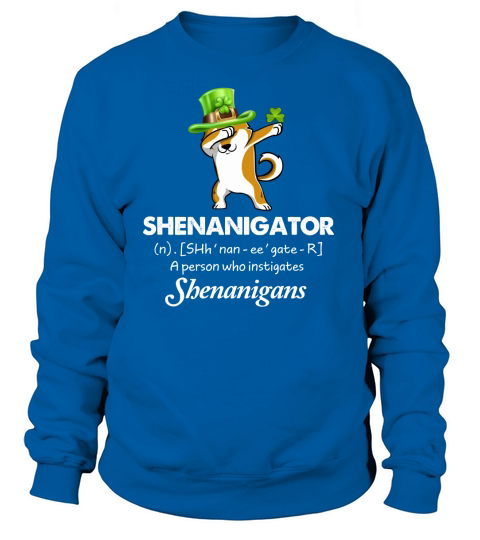 Dabbing Shiba Inu Shenanigator Definition Patricks Day Women's Sweatshirt