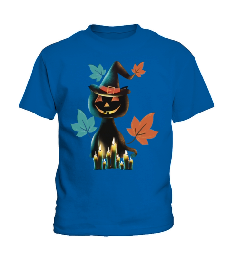 Funny Halloween Pumpkin Head Cat Lover Kids T-Shirt