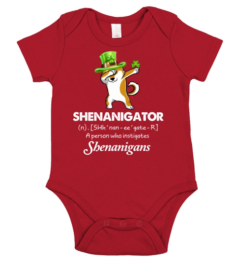 Dabbing Shiba Inu Shenanigator Definition Patricks Day Short Sleeve Baby One-Piece
