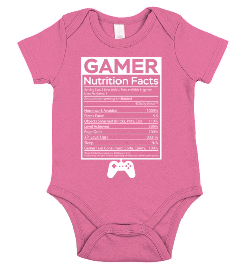 Gamer Nutrition Facts Gaming Gift Idea Present Short Sleeve Baby One-Piece