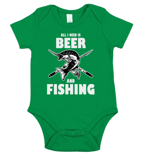 All I need is Beer and Fishing Short Sleeve Baby One-Piece