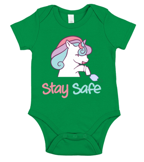 unicorn stay safe Short Sleeve Baby One-Piece