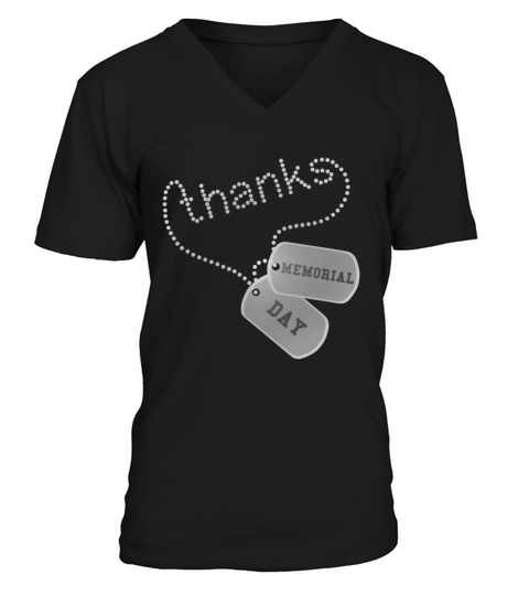 Thanks Memorial Day Military Veteran Dog Tags Men's V-Neck T-shirt