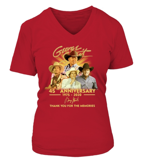 George Strait 45th Anniversary 1975 2020 Thank You For The Memories Signature V-neck T-Shirt Woman