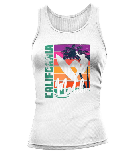 Retro Malibu California Beach Sun Surfing Souvenir Tank top Woman