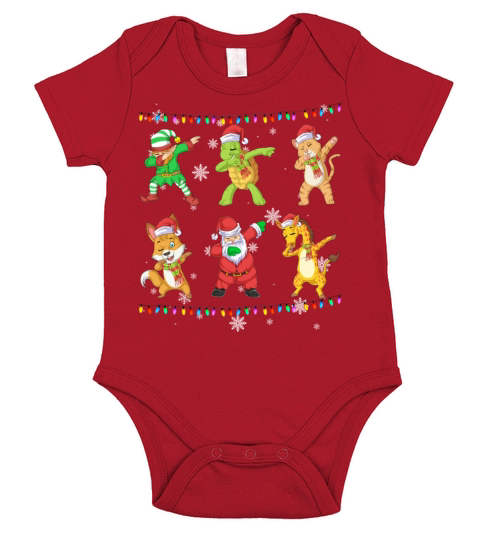 elf and friends santa claus dabbing Short Sleeve Baby One-Piece