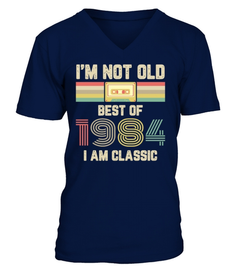 1984 Vintage born in Retro age Birthday gift idea Men's V-Neck T-shirt