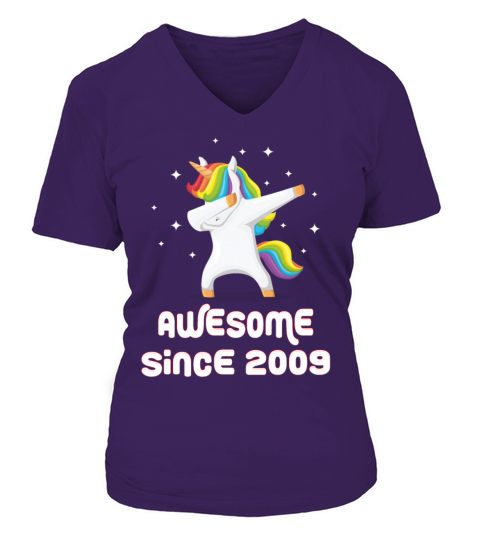 Awesome Since 2009 Dabbing Dab Unicorn Women's V-Neck T-shirt