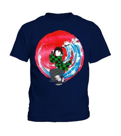 Tanjiro Red Moon Anime Demon Slayer Kids T-Shirt