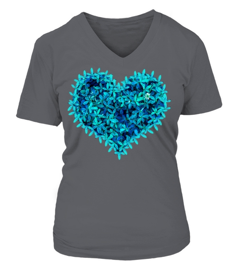 Teal leafs Heart Women's V-Neck T-shirt