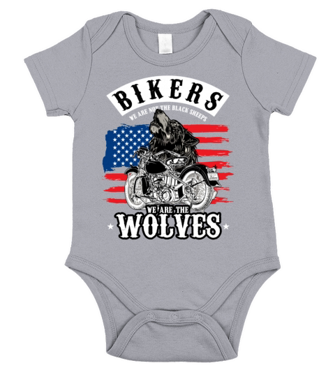 Wolf Chrome Bikers Bike Chopper Motorcycle Gift Short Sleeve Baby One-Piece