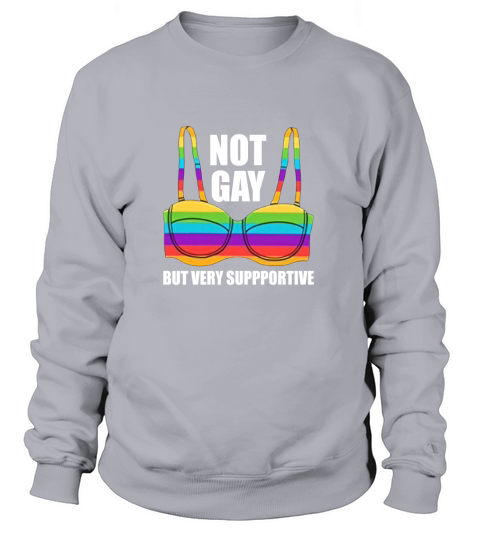 Not Gay But Very Supportive LGBT Straight Ally Bra Meme Human Flag Women's Sweatshirt