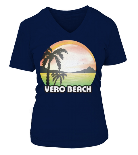 Vintage Vero Beach Florida FL Retro 70s Summer Women's V-Neck T-shirt