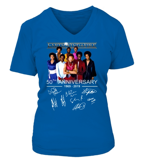 Earth Wind & Fire 50th anniversary 1969 2019 signatures shirt V-neck T-Shirt Woman