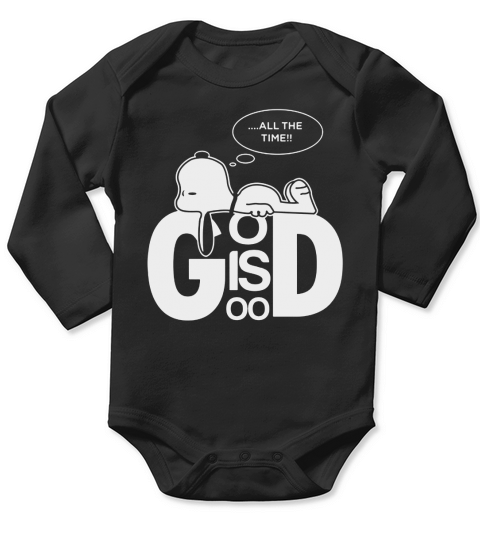 All The Time God Is Good Snoopy Dog Long Sleeve Baby One-Piece