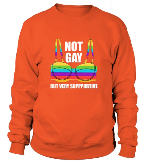 Not Gay But Very Supportive LGBT Straight Ally Bra Meme Human Flag Men's Sweatshirt