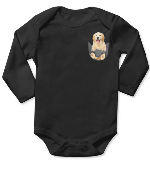 Golden Retriever in Pocket Long Sleeve Baby One-Piece