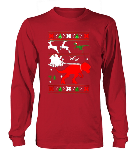 Ugly Christmas Sweater Dinosaur TShirt Long sleeved Unisex