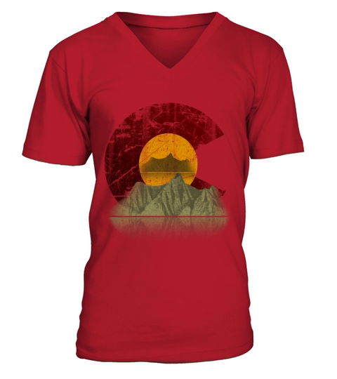 Colorado state flag mountain Men's V-Neck T-shirt