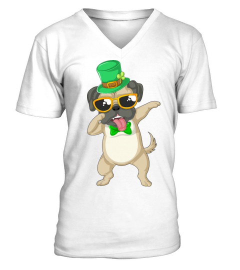dabbing pug st patricks day Men's V-Neck T-shirt