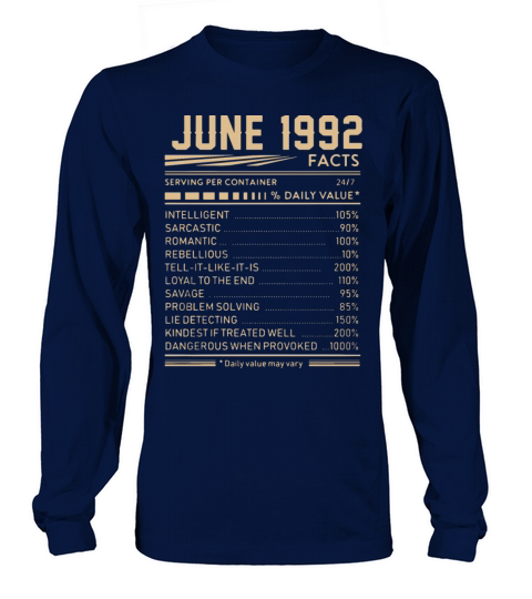 June 1992 birthday t shirts Women's Long Sleeve