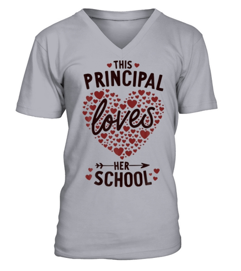 Valentines Day Principal Loves Her School Elementa V-Neck T-shirt