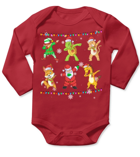 elf and friends santa claus dabbing Long Sleeve Baby One-Piece