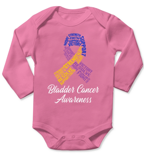 Bladder Cancer Survivor Ribbon Warrior Fight Long Sleeve Baby One-Piece