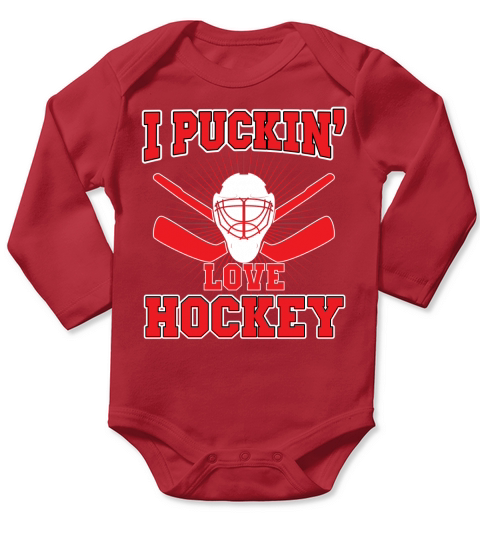 I Pucking Love Hockey Long Sleeve Baby One-Piece