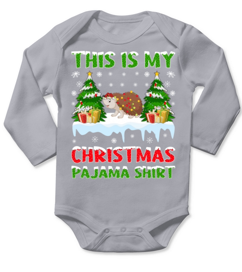 This Is My Christmas Pajama Shirt Hedgehog Santa Long Sleeve Baby One-Piece