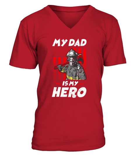 My Firefighter Dad Is My Hero Daughter Red Line Fl Men's V-Neck T-shirt