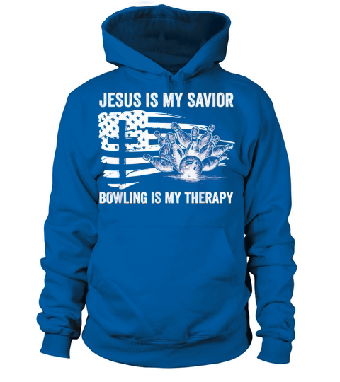 Jesus Is My Savior Bowling Is My Therapy Us Flag Women's Hoodie