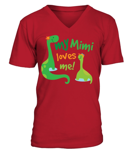 My Mimi Loves Me dinosaur Men's V-Neck T-shirt