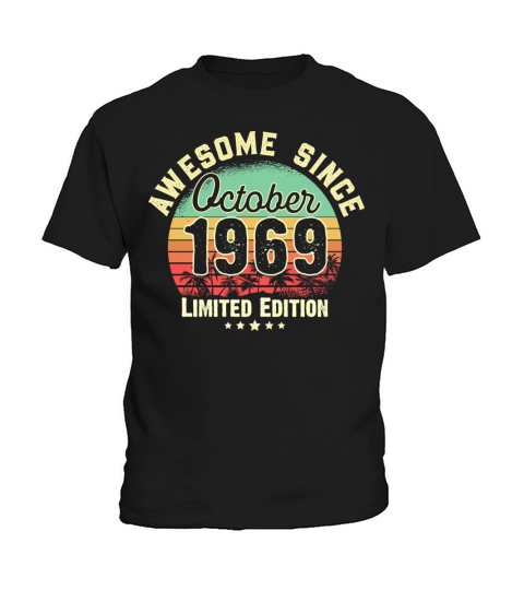 October 1969 52nd Year Old Birthday Gift Retro Kids T-Shirt