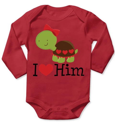 I Love Him Turtle Dating Gift Long Sleeve Baby One-Piece