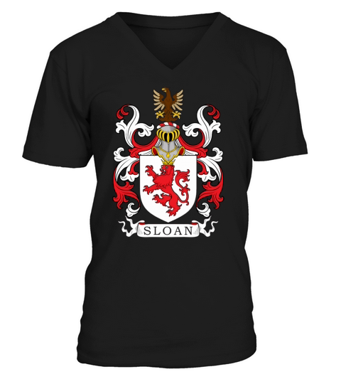 Sloan Family Crest Scottish Family Crests V-Neck T-shirt