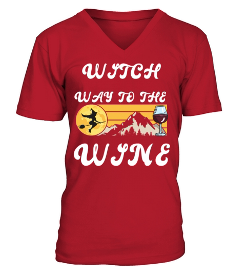 Witch Way To The Wine The Moon Mountain Men's V-Neck T-shirt