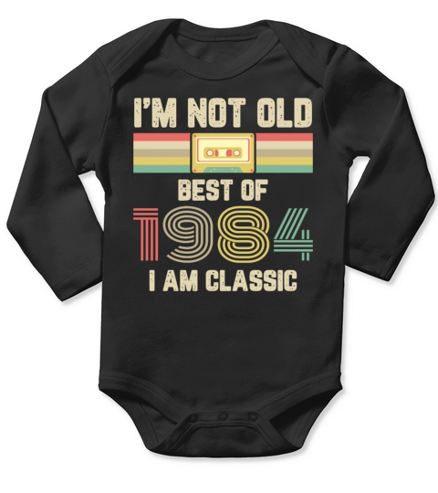 1984 Vintage born in Retro age Birthday gift idea Long Sleeve Baby One-Piece