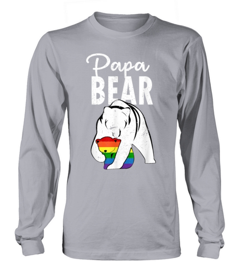 Papa Bear Gay Pride Rainbow Flag LGBT Dad Camping Women's Long Sleeve