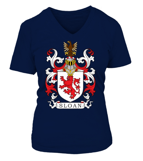 Sloan Family Crest Scottish Family Crests V-neck T-Shirt Woman