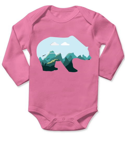 bear mountains wilderness gift idea Long Sleeve Baby One-Piece