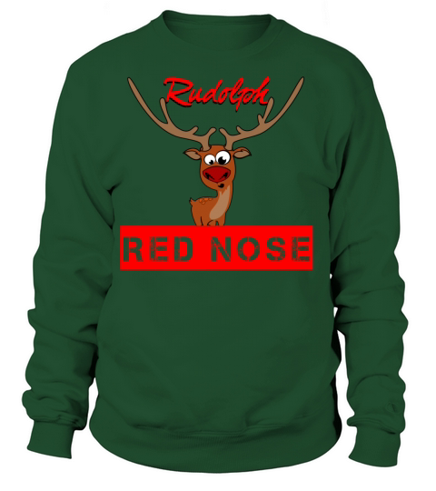 Rudolph and the red nose on Xmas Women's Sweatshirt
