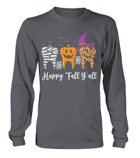 Happy Fall Y all Pumpkin Tooth Lepard Zebra Hallow Women's Long Sleeve