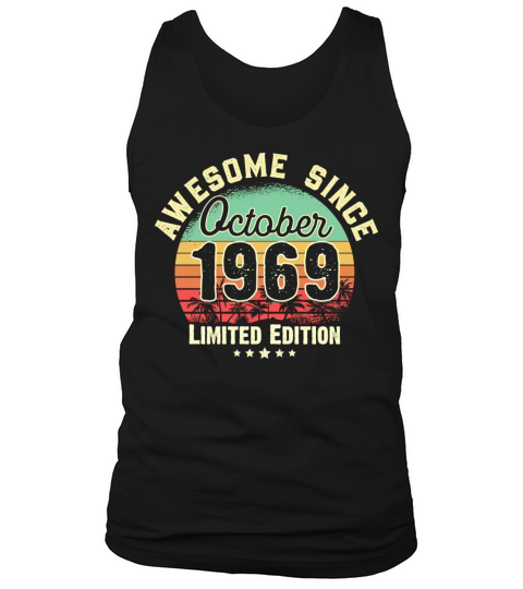 October 1969 52nd Year Old Birthday Gift Retro Men's Tank Top