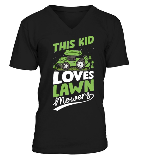 This Kid Loves Lawn Mowers Funny Lawn Mowing Men's V-Neck T-shirt