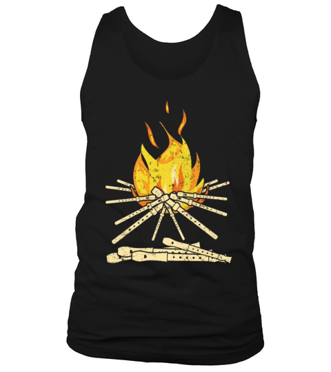 Campfire Flute Flutist Recorder Music Musician Tank Top Unisex