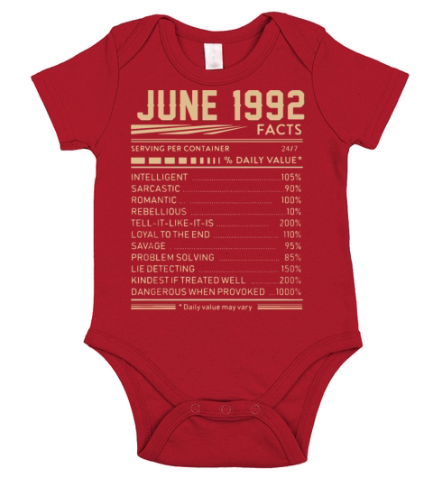 June 1992 birthday t shirts Short Sleeve Baby One-Piece